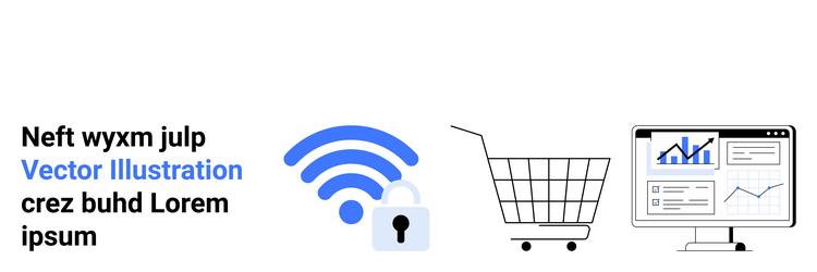 digital shopping and security concept with e vector image