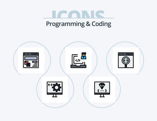 programming and coding line filled icon pack 5 vector image