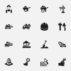 Set of 16 editable building icons includes vector