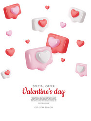 3d icon message dialog button with heart vector image