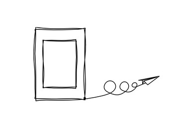 abstract picture frame with paper plane vector image