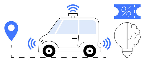 autonomous vehicle with gps navigation vector image