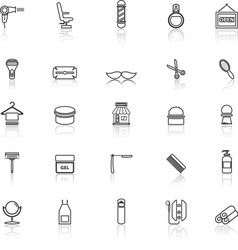 barber line icons with reflect on white background vector image