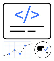 coding tag graph with data points and chat vector image