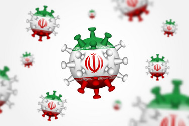 Covid19-19 3d floating corona virus with iran flag vector