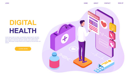 Digital health online doctor at work hero images vector