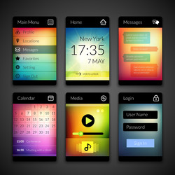 Mobile interface elements with colorful wallpaper Vector Image
