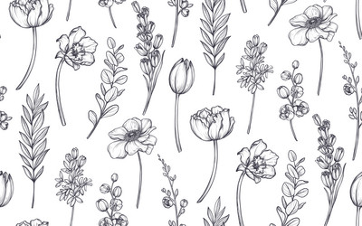 seamless pattern with bouquets of spring vector image