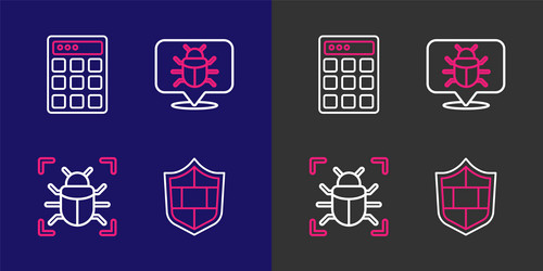 set line shield with brick wall system bug vector image