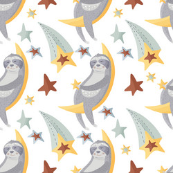 Sloth seamless pattern vector