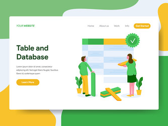 Table and Database Landing Page vector image