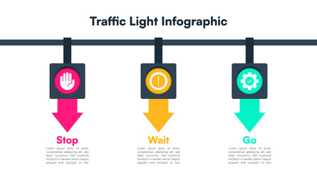 traffic light infographic with stop wait and go vector image