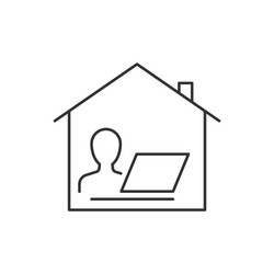 Working from home linear icon on white background vector