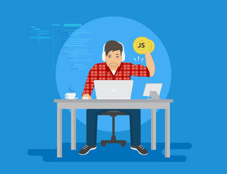 young programmer coding a new project vector image