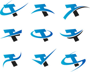 Dynamic T Swoosh Logo Icons Vector Image