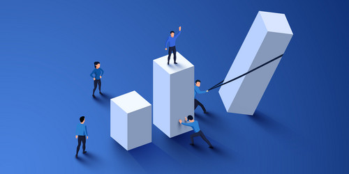 financial analytics concept 3d chart with people vector image