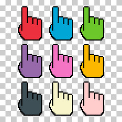 set of finger pixel icon web cursor click mouse vector image