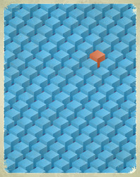 aged card with cubes pattern vector image