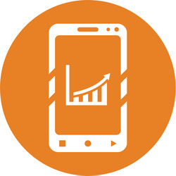 analytics mobile report icon orange version vector image