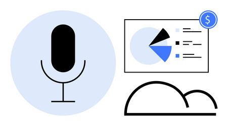 audio recording and cloud data analysis vector image
