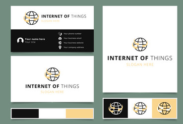 internet of things logo with globe and signals vector image