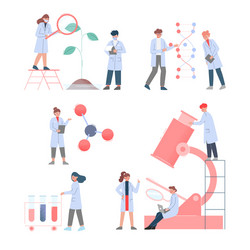 scientists in lab team bioengineers white vector image