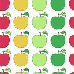 seamless pattern with cartoon colorful apples vector image