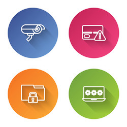 set line security camera credit card folder vector image