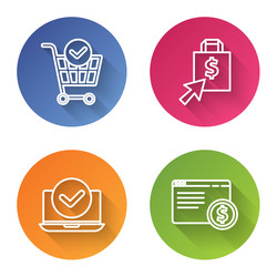 set line shopping cart with check mark shoping vector image