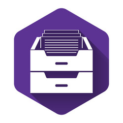 white drawer with documents icon isolated vector image