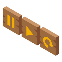 wooden media player buttons showing pause play vector image