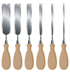 chisel set isolated on white background knife vector image