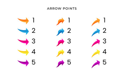 colorful bullet arrow point number with gradient vector image