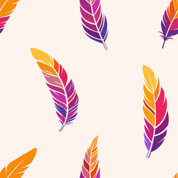 feathers seamless color pattern yellow red vector image