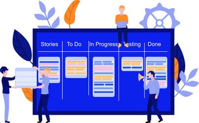 Flat man with kanban scrum agile board vector