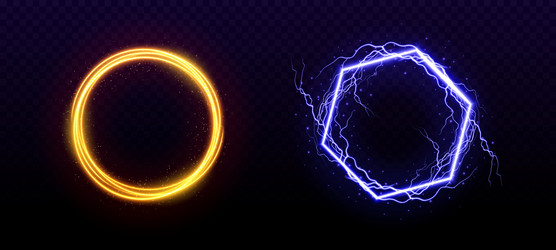 magic portals set lightning and shimmering effect vector image