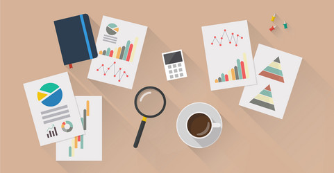 pictograph and graph paper flat style in top view vector image