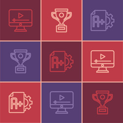 set line online play video exam sheet with a plus vector image