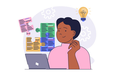 programmer working concept with cartoon people vector image