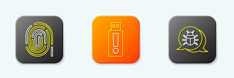 set line fingerprint usb flash drive and system vector image