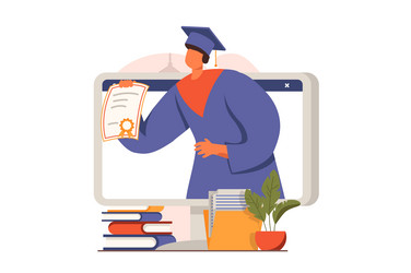 distant learning web concept in flat design vector image
