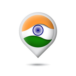 India flag icon in shape pointer map vector