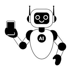linear of ai robot showing mobile vector image