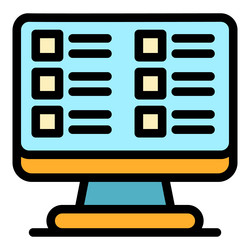 monitor checklist icon color outline vector image