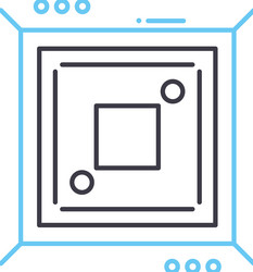 Processor unit line icon outline symbol vector