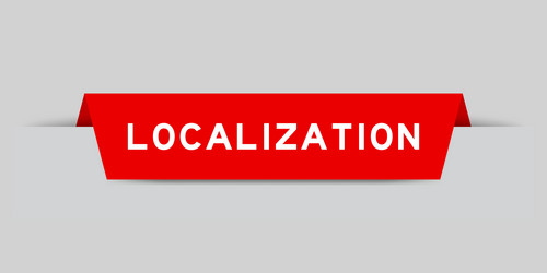 red color inserted label with word localization vector image