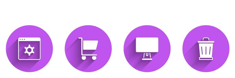 set browser setting shopping cart computer vector image