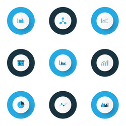 set of graphs diagrams and statistics icons vector image