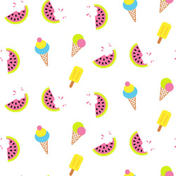 summer ice cream and watermelon seamless pattern vector image
