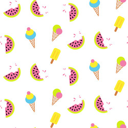 Summer ice cream and watermelon seamless pattern vector